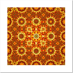 Abstract Orange Mandala Posters and Art